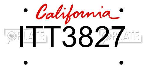 ITT3827 California License Plate
