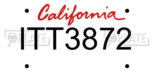 ITT3872 California License Plate