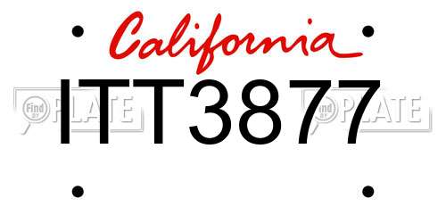 ITT3877 California License Plate