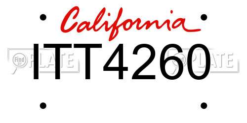 ITT4260 California License Plate