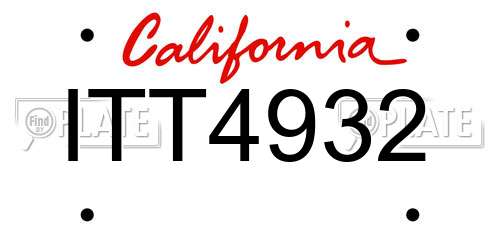ITT4932 California License Plate
