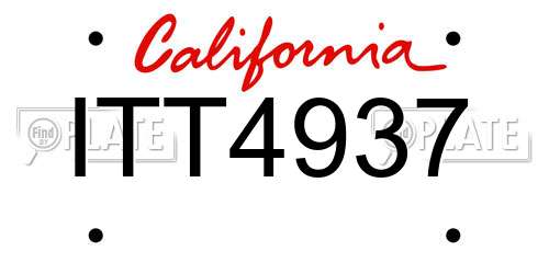 ITT4937 California License Plate