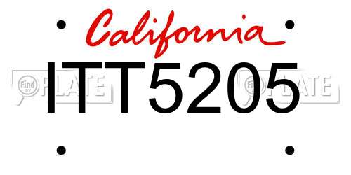 ITT5205 California License Plate