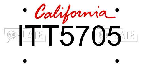 ITT5705 California License Plate