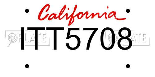 ITT5708 California License Plate