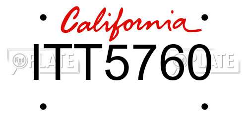 ITT5760 California License Plate