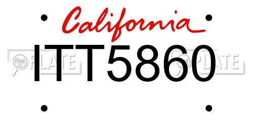 ITT5860 California License Plate
