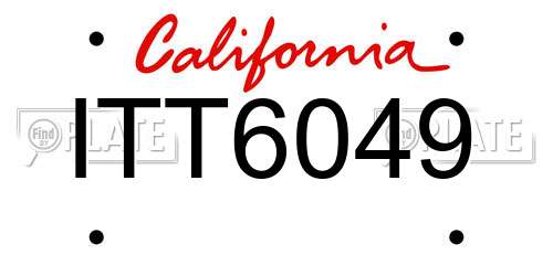 ITT6049 California License Plate