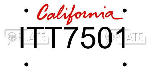 ITT7501 California License Plate