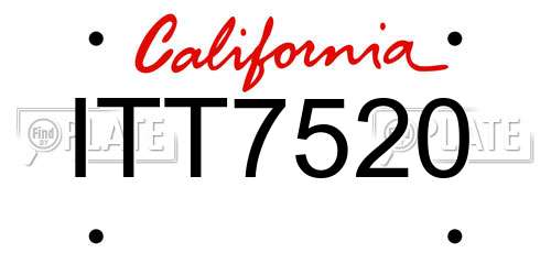 ITT7520 California License Plate