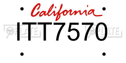 ITT7570 California License Plate