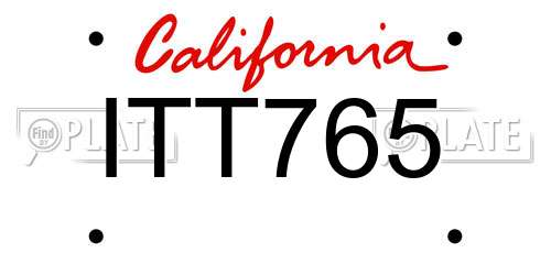 ITT765 California License Plate