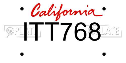 ITT768 California License Plate