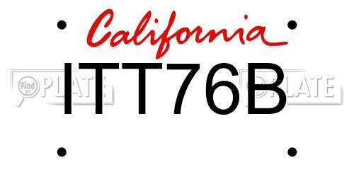 ITT76B California License Plate