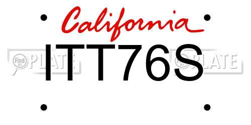 ITT76S California License Plate