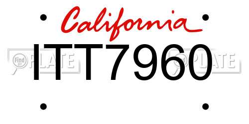 ITT7960 California License Plate