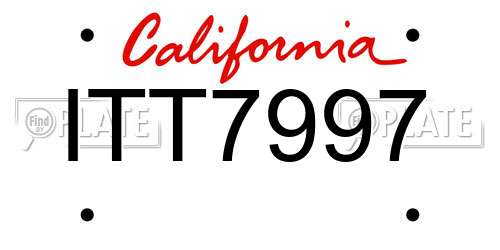 ITT7997 California License Plate