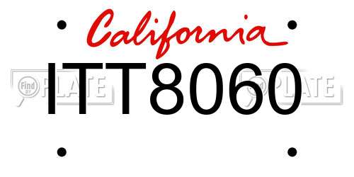 ITT8060 California License Plate
