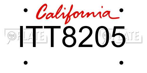 ITT8205 California License Plate