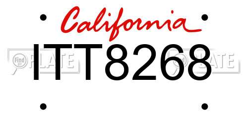 ITT8268 California License Plate