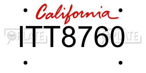 ITT8760 California License Plate
