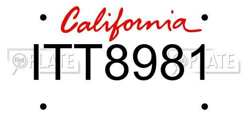 ITT8981 California License Plate