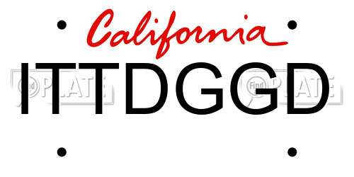 ITTDGGD California License Plate