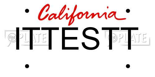 ITTESTT California License Plate
