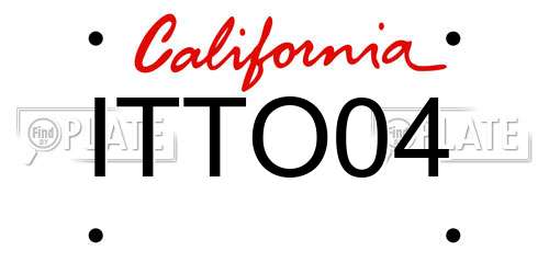 ITTO04 California License Plate