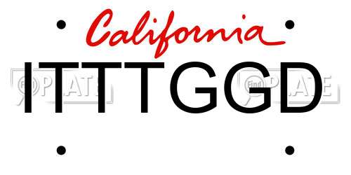 ITTTGGD California License Plate