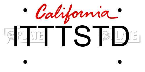 ITTTSTD California License Plate