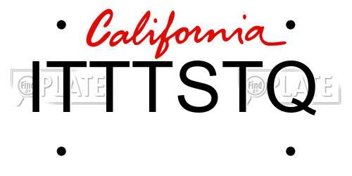 ITTTSTQ California License Plate