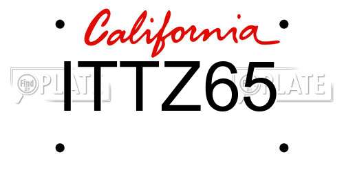 ITTZ65 California License Plate
