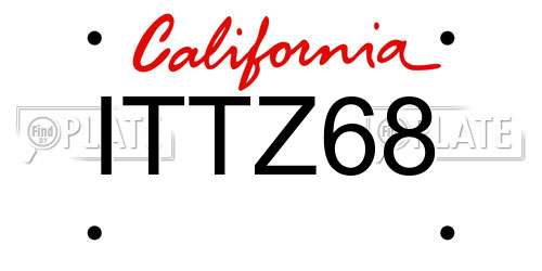 ITTZ68 California License Plate