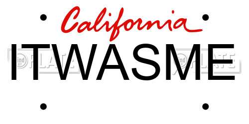 ITWASME California License Plate
