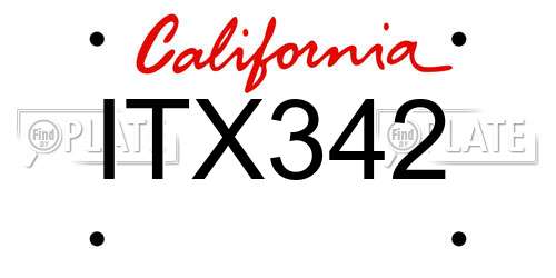 ITX342 California License Plate