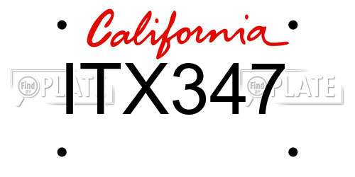 ITX347 California License Plate