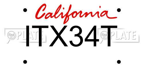 ITX34T California License Plate