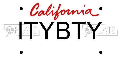 ITYBTY California License Plate