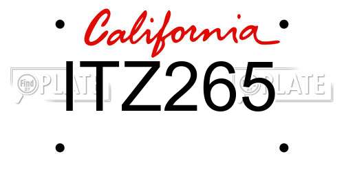 ITZ265 California License Plate