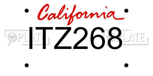 ITZ268 California License Plate