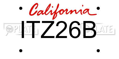 ITZ26B California License Plate