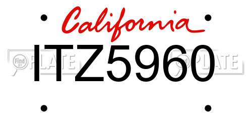 ITZ5960 California License Plate