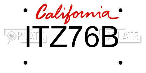 ITZ76B California License Plate