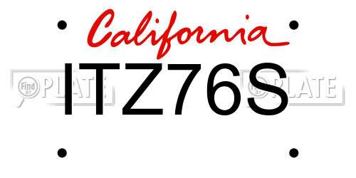 ITZ76S California License Plate
