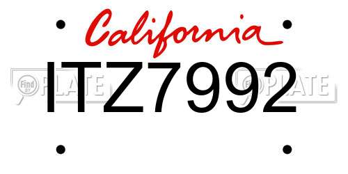 ITZ7992 California License Plate