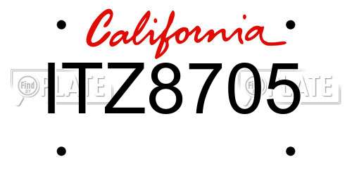 ITZ8705 California License Plate
