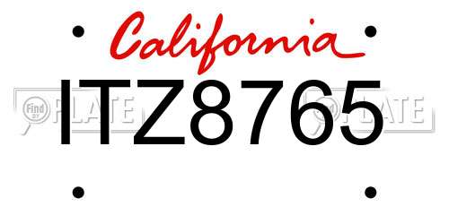 ITZ8765 California License Plate
