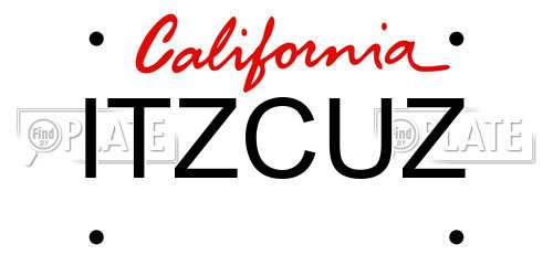 ITZCUZ California License Plate