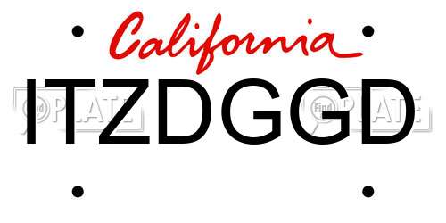 ITZDGGD California License Plate